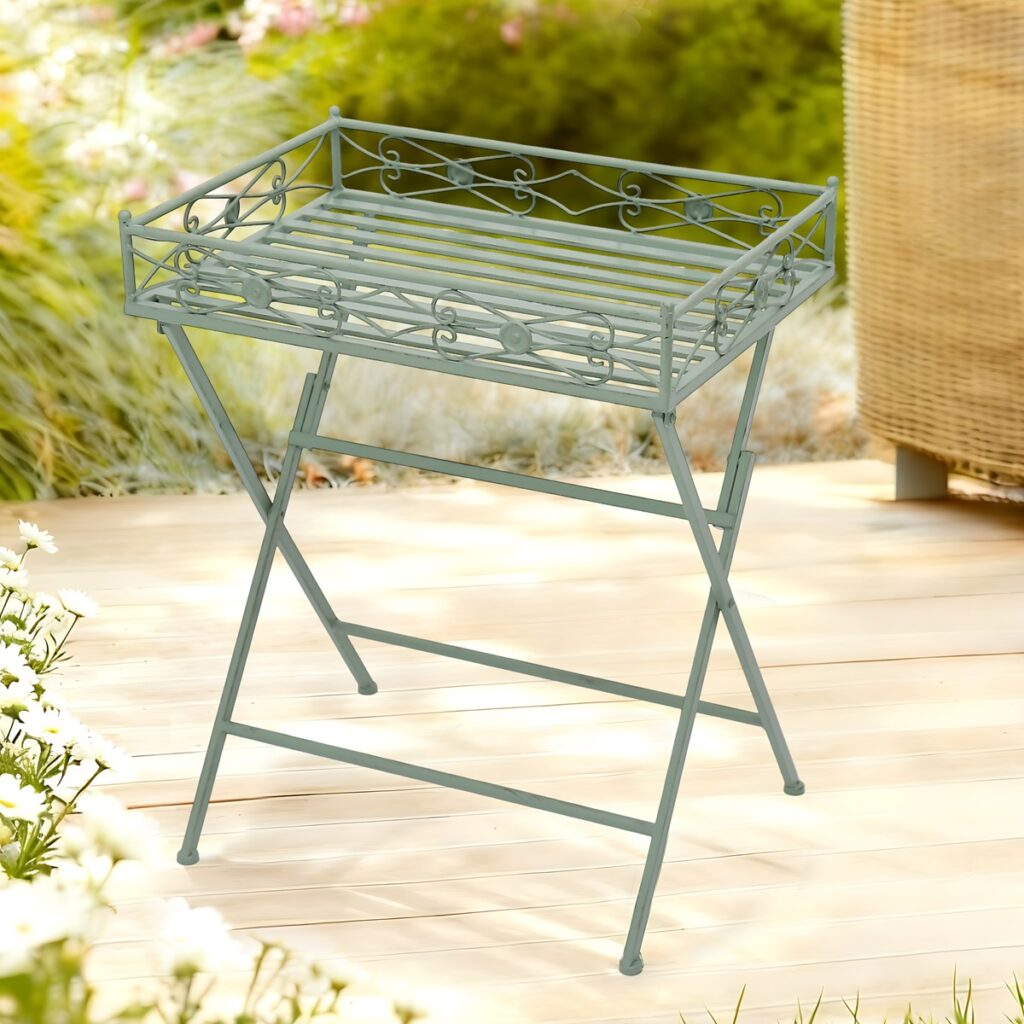 Scroll Design Metal Garden Tray Table 5029936998200 2